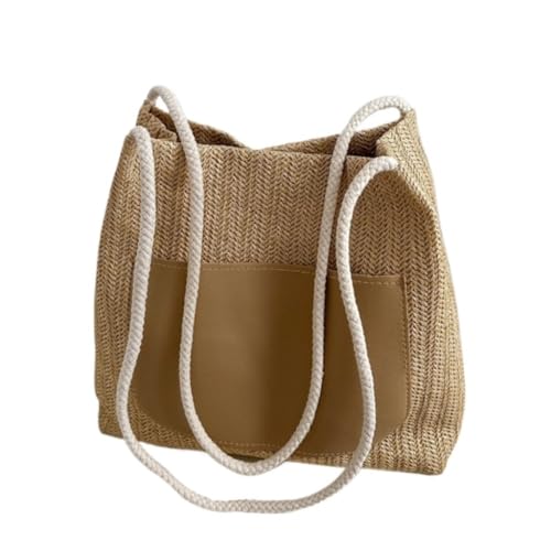 Gras-gewebte Tasche Sommer-Tasche Aus Gewebtem Stroh Im Lazy-Stil For Damen, Vielseitige Einkaufstasche For Pendler, Stilvolle Gewebte Tasche Strandtasche Geflochten(K) von DWZXL