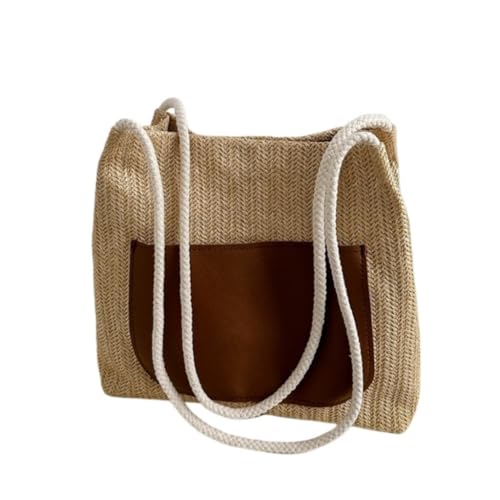 Gras-gewebte Tasche Sommer-Tasche Aus Gewebtem Stroh Im Lazy-Stil For Damen, Vielseitige Einkaufstasche For Pendler, Stilvolle Gewebte Tasche Strandtasche Geflochten(Marrone) von DWZXL