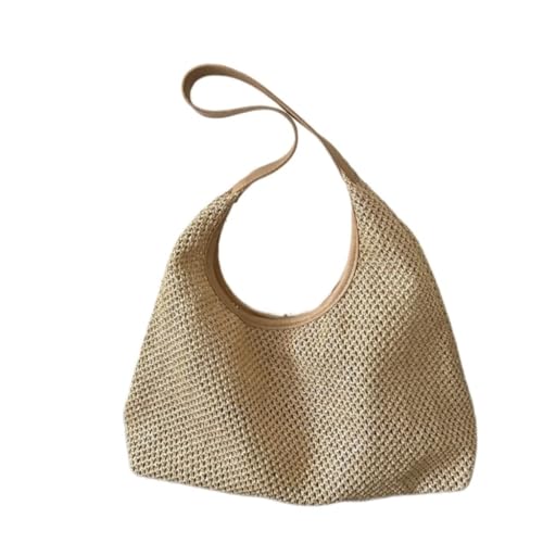 Gras-gewebte Tasche Sommertasche Gewebte Einkaufstasche Strohtasche Urlaub Stil Strand Messenger Bag Schultertasche Strandtasche Geflochten(K) von DWZXL