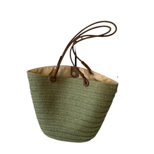DWZXL Gras-gewebte Tasche Stroh Gewebte Tasche Frauen Sommer Mode Stroh Gewebte Tasche Meer Strand Tasche Schulter Einkaufstasche Strandtasche Geflochten(Green) von DWZXL