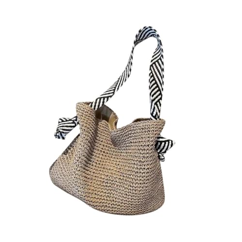 DWZXL Gras-gewebte Tasche Stroh Tasche Einkaufstasche Frauen Sommer Meer Urlaub Strand Tasche Schulter Tasche Gewebte Tasche Strandtasche Geflochten von DWZXL