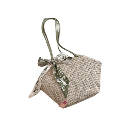 DWZXL Gras-gewebte Tasche Stroh Tasche Frauen Handtasche Sommer Nische Schulter Tasche Gewebte Textur Einkaufstasche Strandtasche Geflochten(Marrone) von DWZXL