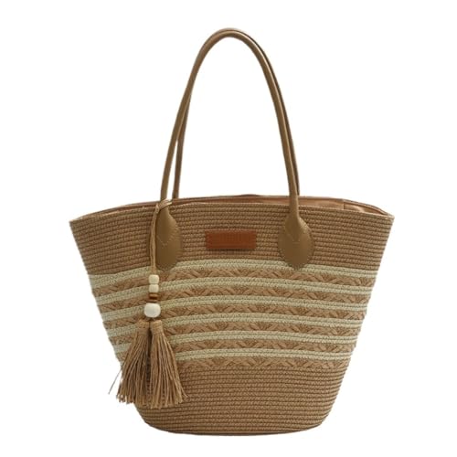 DWZXL Gras-gewebte Tasche Stroh Tasche Frauen Sommer Vielseitig 2024 Neue Schulter Tasche Meer Urlaub Strand Tasche Strandtasche Geflochten(Wit) von DWZXL