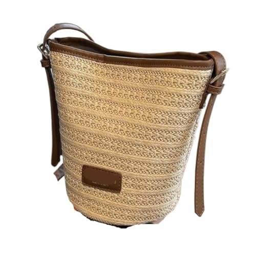 Gras-gewebte Tasche Stroheimertasche 2024 Neue Beliebte Vielseitige Umhängetasche Koreanische Version Nischen-Kleintasche Strandtasche Geflochten(Beige) von DWZXL