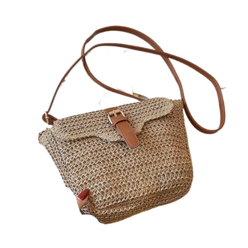 DWZXL Gras-gewebte Tasche Strohtasche, Outing Messenger Bag, Strandtasche, Gewebte Schultertasche, Handytasche Strandtasche Geflochten(K) von DWZXL