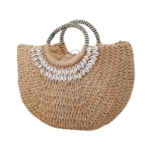 Gras-gewebte Tasche Strohtasche Handgefertigte Strohtasche Gewebte Tasche Damen Strandtasche Strandurlaub Muscheltasche Strandtasche Geflochten von DWZXL