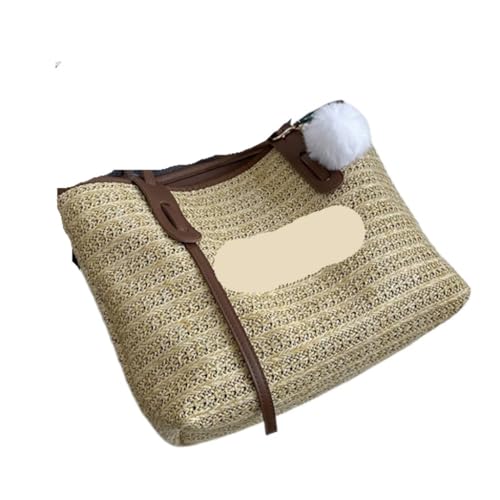 Gras-gewebte Tasche Strohtasche Sommer Internet Promi Mode Umhängetasche gewebte Handtasche Strandtasche Strandtasche Geflochten(Marrone) von DWZXL