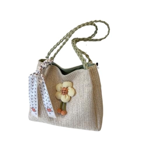 Gras-gewebte Tasche Strohtaschen 2024 Mode Neue Gewebte Schultertaschen Stilvolle All-Match-Pendler-Tragetaschen Strandtasche Geflochten(Green) von DWZXL