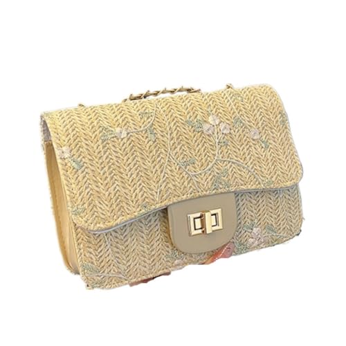 Gras-gewebte Tasche Temperamentvolles Modedesign Im Westernstil Mit Einfarbiger Strohstruktur-Umhängetasche Strandtasche Geflochten(K) von DWZXL