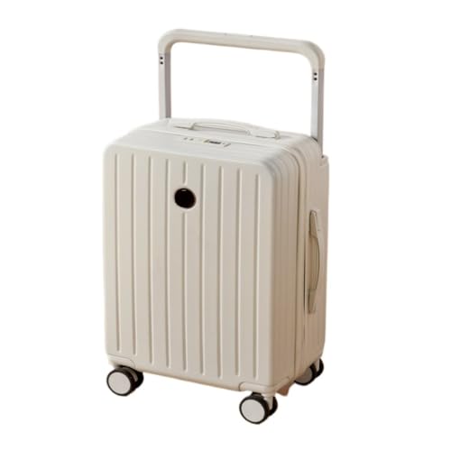 Koffer Breites Trolley-Gepäck for Herren und Damen, 20-Zoll-Boarding-Koffer, Neue geräuschlose Universal-Radgepäck-Codebox Koffer Hartschale(White,24in) von DWZXL