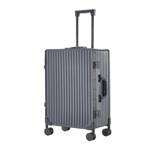 Koffer Modischer Aluminiumrahmen-Koffer for Herren, geräuschloser Universal-Rollen-Trolley, Boarding-Koffer for Damen Koffer Hartschale(Black) von DWZXL