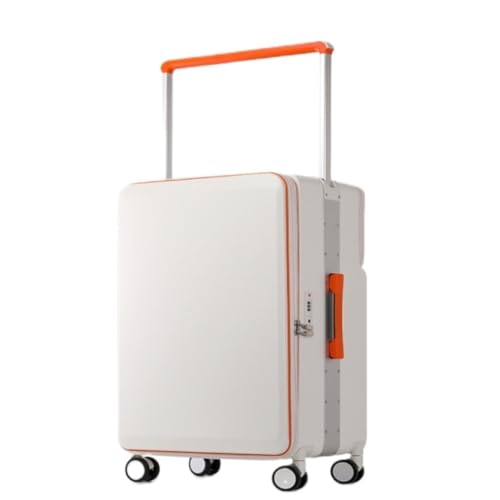 Koffer Neuer breiter Trolley-Koffer for Damen, 20-Zoll-Boardingbox mit seitlicher Öffnung, Gepäckcode-Koffer mit vorderer Öffnung 25 Koffer Hartschale(White,20in) von DWZXL