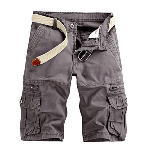 DXDE Herren Cargo Hose Shorts Sommer Kurze Hose Baumwolle,Sporthosen,Cargo Shorts Kurze Hose Bermuda，Herren Hosen,Kurze Trainingshose Herren,Dunkelgrau von DXDE