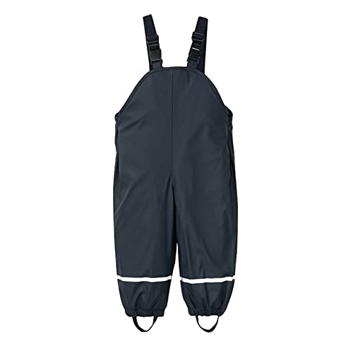 DXDE Jungen Regenhose Mädchen Regenlatzhose Kinder PU Wind- und wasserdichte Matschhose Hosenträgern Buddelhose Ungefüttert 92 98 104 110 116 122 128 von DXDE