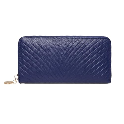 DXFBHWWS Damen-Geld-Organizer aus echtem Leder, Handtaschen, Geldscheinklammern, Geldbörsen, Geldbörsen, Kartenetuis aus Rindsleder (Color : Blue) von DXFBHWWS