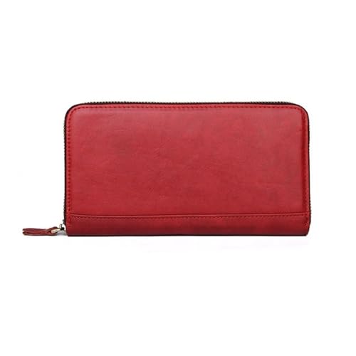 DXFBHWWS Damen-Geldbörsen aus echtem Leder, Kartenetuis, Geldbörsen, Handtaschen, Geldscheinklammern aus Rindsleder (Color : Red) von DXFBHWWS