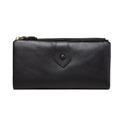 DXFBHWWS Damen-Geldklammern, echtes Leder, Geldbörsen, Rindsleder, Geldbörsen, Handtaschen, Geld-Organizer, Kartenetuis (Color : Black) von DXFBHWWS