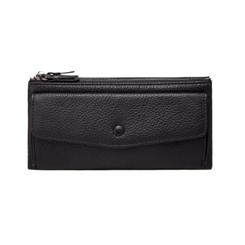 DXFBHWWS Damen-Geldklammern aus Rindsleder, Abendtaschen, Kartenetuis, echtes Leder, Geldbörsen, Handtaschen (Color : Black) von DXFBHWWS