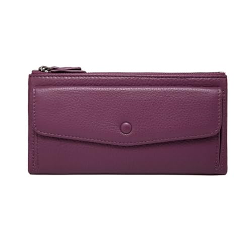 DXFBHWWS Damen-Geldklammern aus Rindsleder, Abendtaschen, Kartenetuis, echtes Leder, Geldbörsen, Handtaschen (Color : Purple) von DXFBHWWS