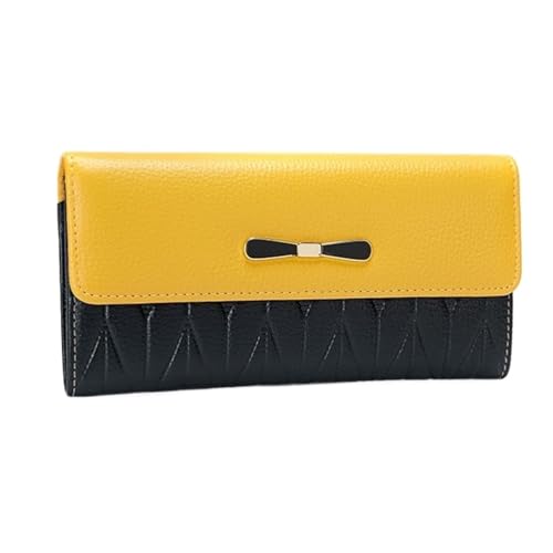 DXFBHWWS Damen-Geldklammern aus Rindsleder, Geldbörsen, Handtaschen, echtes Leder, Geldbörsen, Kartenetuis (Color : Yellow) von DXFBHWWS