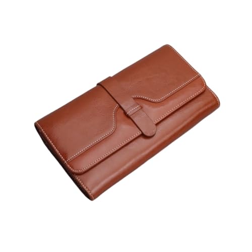 DXFBHWWS Damen-Geldklammern aus Rindsleder, Handtaschen, Kartenetuis, Geldbörsen, Geld-Organizer aus echtem Leder (Color : Brown) von DXFBHWWS