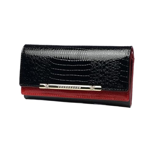 DXFBHWWS Damen-Geldscheinklammern, Kartenetuis, Handtaschen, echtes Leder, Business-Geldbörsen, Abendtaschen, Geld-Organizer, Geldbörsen (Color : Red) von DXFBHWWS