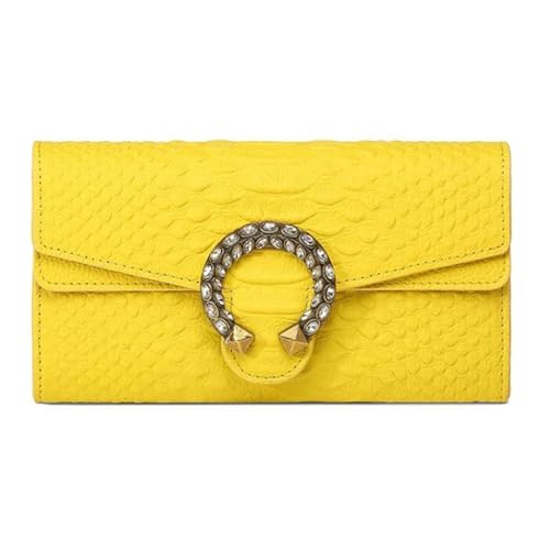 DXFBHWWS Geld-Organizer, Damen-Geldbörsen, Handtaschen, Hochzeit, Party, Abendtaschen, echtes Leder, Geldklammern, Geldbörsen, Kartenetuis (Color : Yellow) von DXFBHWWS