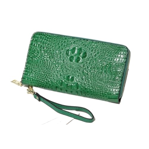 DXFBHWWS Geld-Organizer for Damen, Geldbörsen, Handtaschen, Kartenetuis, echtes Leder, Geldbörsen, Geldklammern, 20 x 9,9 cm (Color : Green) von DXFBHWWS