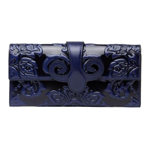 DXFBHWWS Handtaschen, Geld-Organizer, Damen-Geldbörsen, Hochzeit, Party, Abendtaschen, echtes Leder, Geldklammern, Geldbörsen, Kartenetuis (Color : Blue) von DXFBHWWS