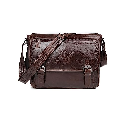 DXFBHWWS Herren Outdoor-Reisetaschen, Leder-Umhängetaschen, Rindsleder, Messenger-Taschen, Aktentaschen, Laptop-Taschen, Umhängetaschen, 11,8 Zoll von DXFBHWWS