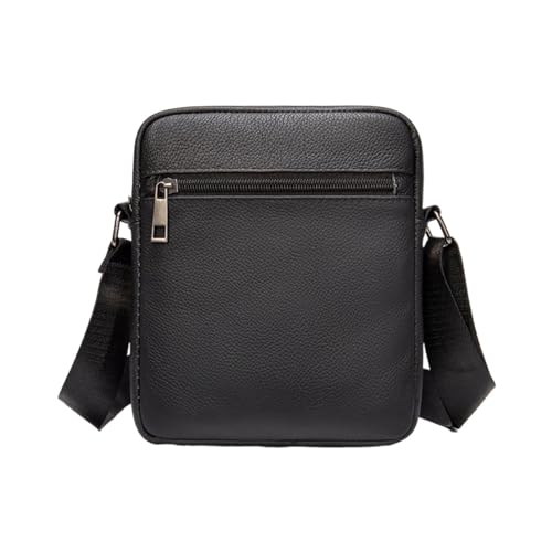 DXFBHWWS Hüfttaschen Herren-Schultertaschen aus echtem Leder, lässige Tagesrucksäcke, Geldbörsen, Umhängetaschen, Geldbörsen, Messenger-Taschen (Color : Black, Size : Small) von DXFBHWWS