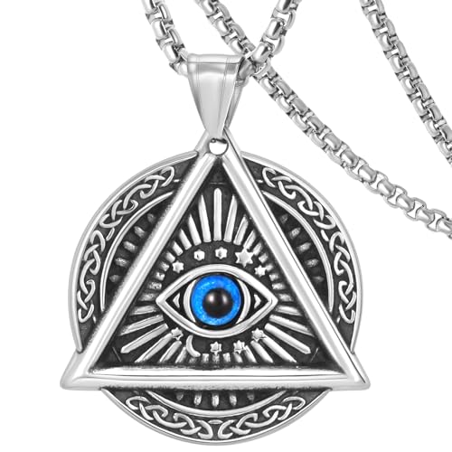 DXIUORF Auge des Horus Halskette für Männer Frauen, Edelstahl Anhänger mit 24-Zoll-Kette, ägyptische Schutz Amulett Halskette Geschenke von DXIUORF