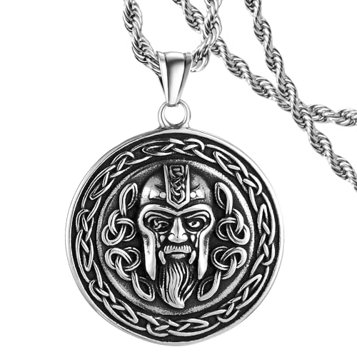 Wikinger Halskette für Männer Talisman St. George Drache Rabe Norse Wolf Kompass Amulett Satan Baphomet Ziege Nordic Viking Rune Punk Schmuck Geschenke Celtic Knot Anhänger Halskette von DXIUORF