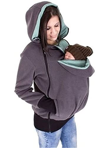 DXMCC Babytrage Jacke 2 in 1 Fleece Reißverschluss Känguru Mutterschaft Hoodies Babytrage Hoodie Jacke Frauen Schwangere Top Baby Tragen Baby Halter Fleece Mit Kapuze Sweatshirt(Purple,S) von DXMCC