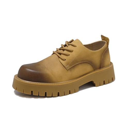 DXSYGMBN Derby Schuhe Für Herren Mit Dicker Sohle Und Klobigem Absatz Klassisch Stilvoll Lässig Büro Business Formelle Schuhe, Rutschfester Sohle,Braun,39 EU von DXSYGMBN