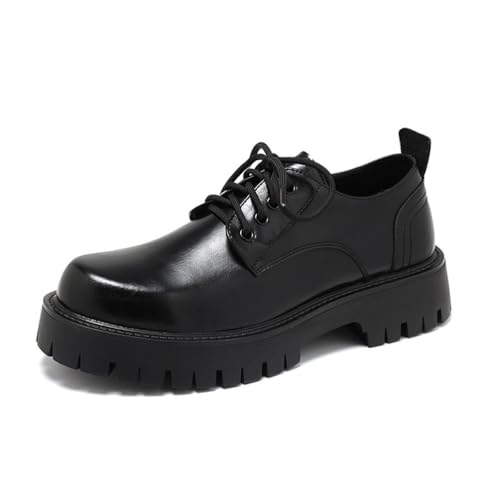 DXSYGMBN Derby Schuhe Für Herren Mit Dicker Sohle Und Klobigem Absatz Klassisch Stilvoll Lässig Büro Business Formelle Schuhe, Rutschfester Sohle,Schwarz,38 EU von DXSYGMBN