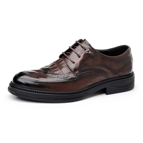 DXSYGMBN Herren Brogues Schnürhalbschuhe Klassischer Business Anzugschuhe Comfort Oxfords Hochzeit Schuhe,Braun,38 EU von DXSYGMBN