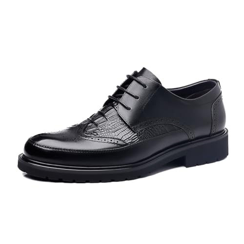 DXSYGMBN Herren Brogues Schnürhalbschuhe Klassischer Business Anzugschuhe Comfort Oxfords Hochzeit Schuhe,Schwarz,38 EU von DXSYGMBN
