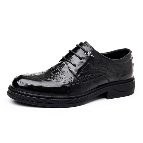 DXSYGMBN Herren Brogues Schnürhalbschuhe Klassischer Business Anzugschuhe Comfort Oxfords Hochzeit Schuhe,Schwarz,38 EU von DXSYGMBN