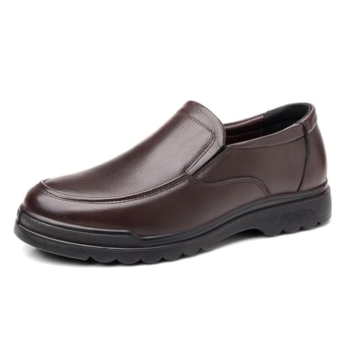 DXSYGMBN Herren Business Casual Loafer, Slip-On Arbeits Autofahren Schuhe Mit Dicker Sohle, Weich Bequem Leicht rutschfest,Braun,44 EU von DXSYGMBN