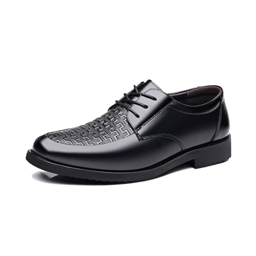 DXSYGMBN Herren Business Formelle Schuhe, Schnürschuh Spitzer Mode Arbeit Hochzeit Bankett Oxford,Schwarz,40 EU von DXSYGMBN