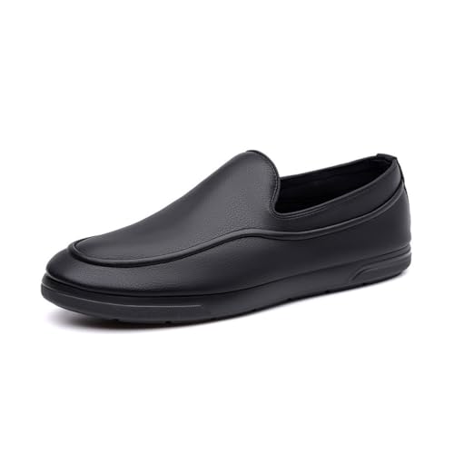 DXSYGMBN Herren Freizeitschuhe Mit Dicker Sohle, Slip-On Loafer, Weich Bequem Leicht rutschfest,Schwarz,38 EU von DXSYGMBN