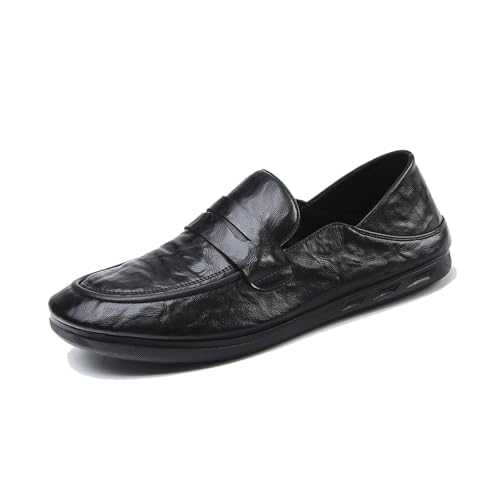 DXSYGMBN Herren Halbschuhe Slip-On Formelle Mode Casual Business Männer Loafers Für Gehen Arbeiten,Schwarz,40 EU von DXSYGMBN