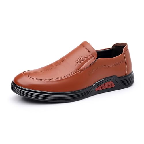 DXSYGMBN Herren Halbschuhe Slip-On Formelle Mode Casual Business Männer Loafers Gehen Arbeiten,Braun,43 EU von DXSYGMBN