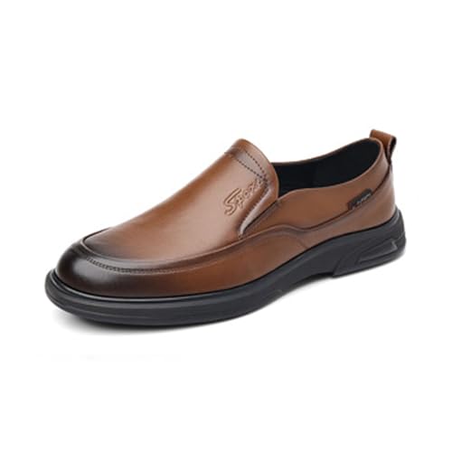 DXSYGMBN Herren Loafer, Runde Zehenpartie Lässige Slipper Weich Leicht Atmungsaktiv Formelle Business Schuhe Für Herren,Braun,41 EU von DXSYGMBN