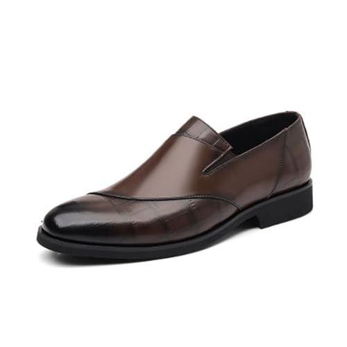 DXSYGMBN Herren Slip-On Formelle Business Schuhe Smoking Hochzeit Mode Brogues,Braun,42 EU von DXSYGMBN