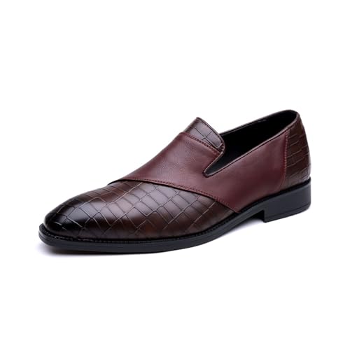 DXSYGMBN Herren Slip-On Loafers Business Smoking Hochzeit Mode Formelle Schuhe,Reddish Brown,40 EU von DXSYGMBN