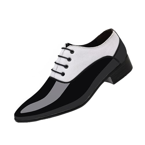 DXSYGMBN Männer Formelle Schuhe Business Oxford Schuhe Lackleder Schnürschuhe Klassische Derby Schuhe Hochzeitschuhe,Weiß,42 EU von DXSYGMBN