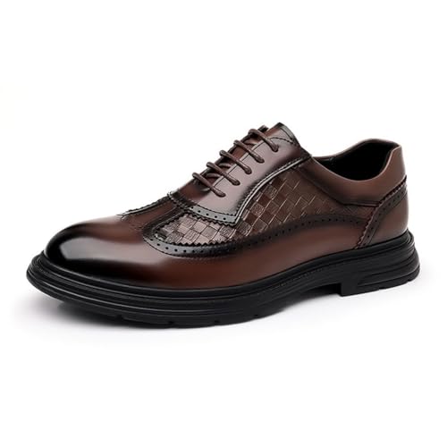 DXSYGMBN Modische Herren Brogues, Dickbesohlte Casual Business Freizeit Formelle Arbeitsschuhe Derby,Braun,38 EU von DXSYGMBN