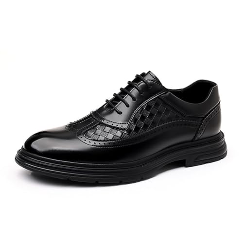 DXSYGMBN Modische Herren Brogues, Dickbesohlte Casual Business Freizeit Formelle Arbeitsschuhe Derby,Schwarz,39 EU von DXSYGMBN
